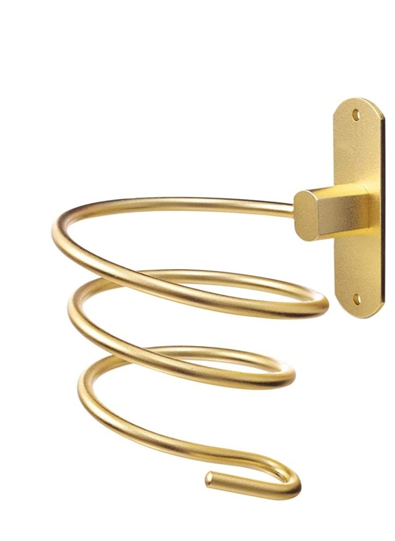 Hair Dryer Holder, 1 Pcs Gold Wall Mount Hair Dryer Stand Rack Bathroom Storage Organizer Aluminum Hairdressing Dryer Hanger, Wall Mounted Rack Stand for Bathroom Washroom Accessories Storage