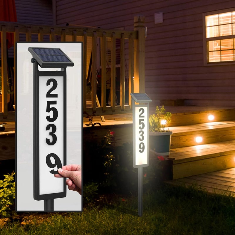klarako House Numbers Solar Address Plaques Sign Driveway Marker Street Sign Lighted House Numbers Address Lights Sign Solar Powered LED Letters for Yard Street Door Outdoor Decor - Image 1