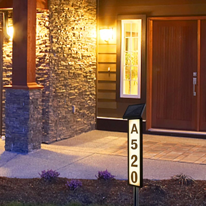 klarako House Numbers Solar Address Plaques Sign Driveway Marker Street Sign Lighted House Numbers Address Lights Sign Solar Powered LED Letters for Yard Street Door Outdoor Decor - Image 4
