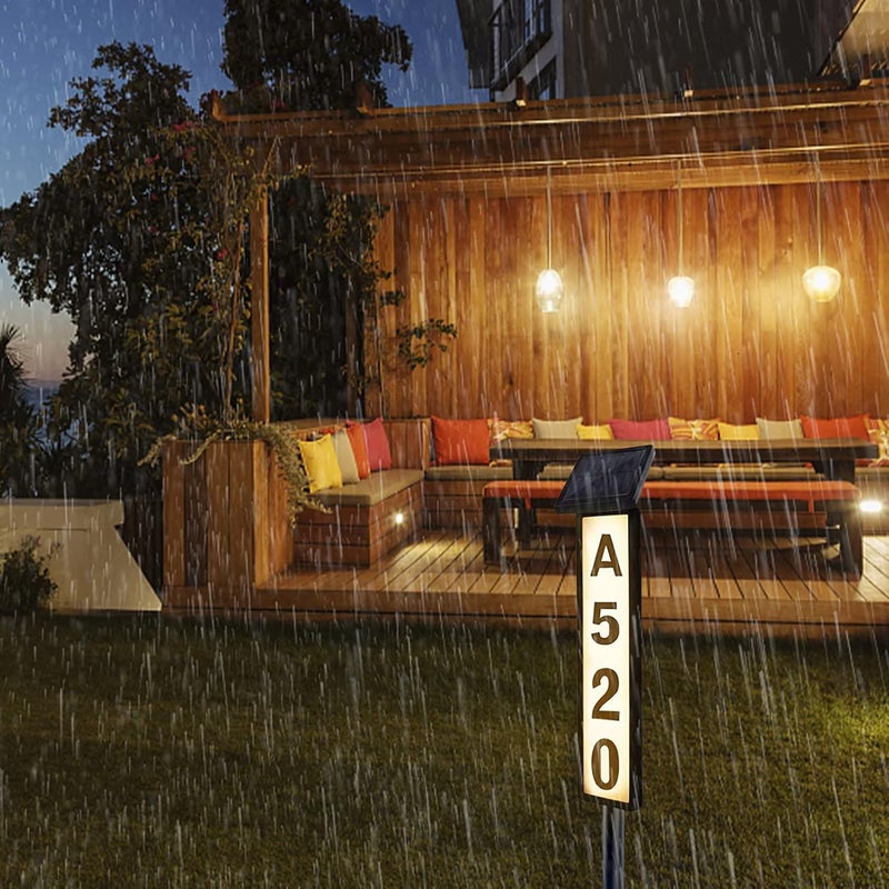 klarako House Numbers Solar Address Plaques Sign Driveway Marker Street Sign Lighted House Numbers Address Lights Sign Solar Powered LED Letters for Yard Street Door Outdoor Decor - Image 3