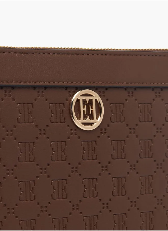 ايل Womens Monogram Embossed Wallet With Detachable Wristlet Strap And Zip Closure