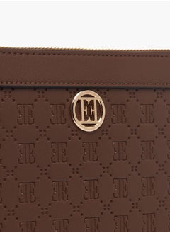 ELLE Womens Monogram Embossed Wallet With Detachable Wristlet Strap And Zip Closure  - Image 3