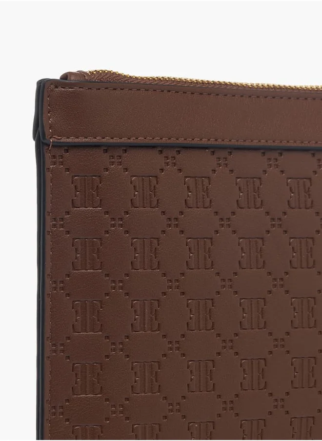 ايل Womens Monogram Embossed Wallet With Detachable Wristlet Strap And Zip Closure