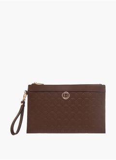 ELLE Womens Monogram Embossed Wallet With Detachable Wristlet Strap And Zip Closure  - Image 1