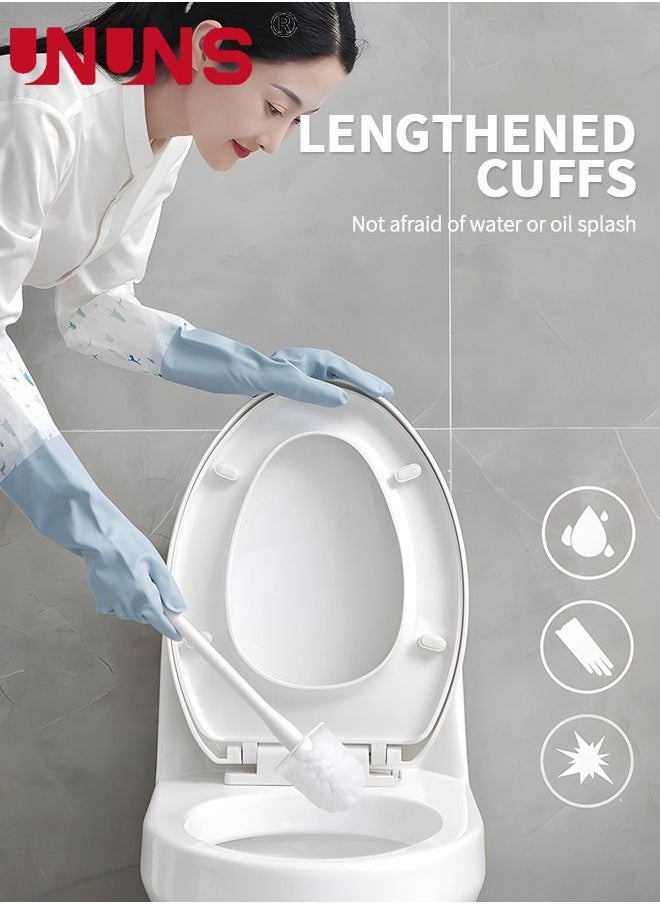 UNUNS 2 Pairs Household Cleaning Gloves - Reusable Kitchen Dishwashing Gloves Rubber Gloves with Latex Free, Waterproof, Non-Slip  - Image 3