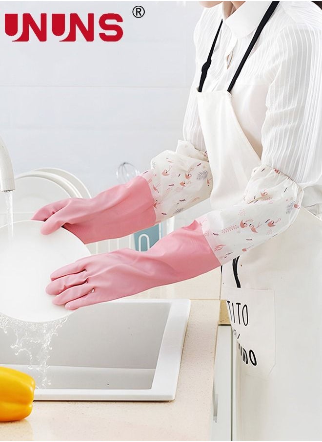 UNUNS 2 Pairs Household Cleaning Gloves - Reusable Kitchen Dishwashing Gloves Rubber Gloves with Latex Free, Waterproof, Non-Slip  - Image 2