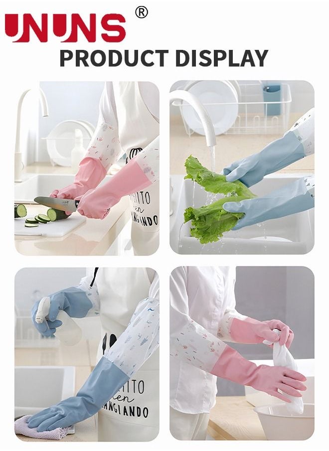 UNUNS 2 Pairs Household Cleaning Gloves - Reusable Kitchen Dishwashing Gloves Rubber Gloves with Latex Free, Waterproof, Non-Slip  - Image 4