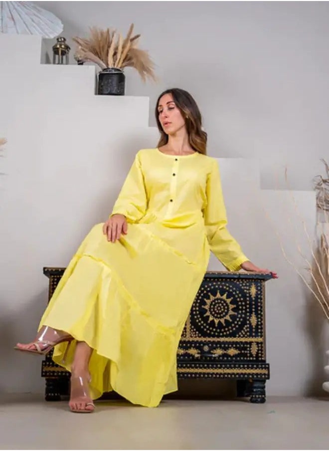 Ideal - Sunlit Splendor: Radiant Yellow Tiered Frill Maxi Dress - Image 1