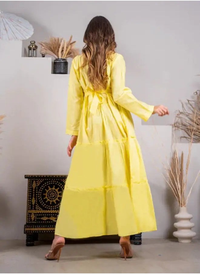 Ideal - Sunlit Splendor: Radiant Yellow Tiered Frill Maxi Dress - Image 1