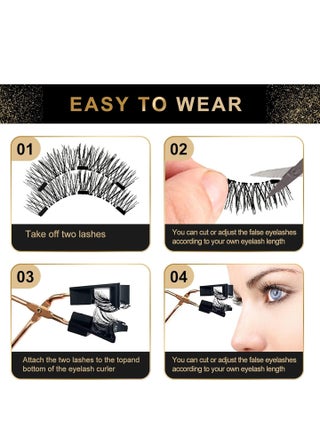 Dual Magnetic Eyelashes without Eyeliner or Glue Needed, Reusable False Lashes Natural Look 3D Effect Waterproof Fake Eyelash Set with Applicator, Easy to Wear ,8Pairs - view 4