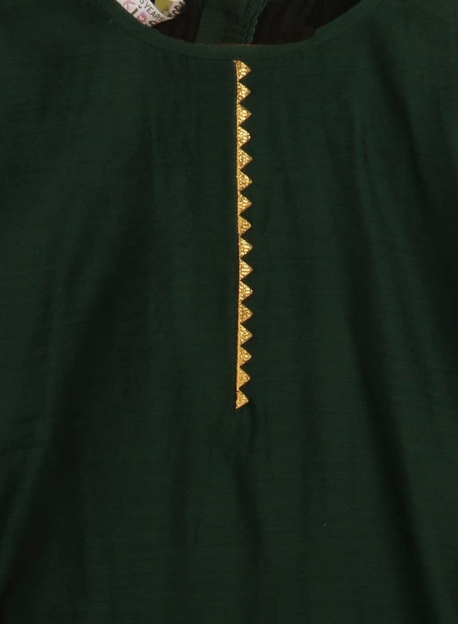 Ahalyaa طقم كورتا بالازو للأطفال من أهيليا للفتيات باللون الأخضر الداكن مع دوباتا (45K-375-COM-KDKUDUPZ-5-6Y) - Image 5