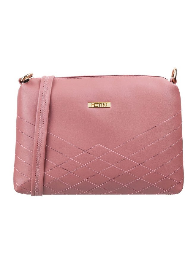 Metro Women Peach Zip Top Sling Bag (66-7352) - Image 1