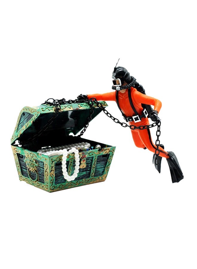 Generic Floating Diver With Treasure Chest Aquarium Ornament Multicolour 123grams  - Image 1