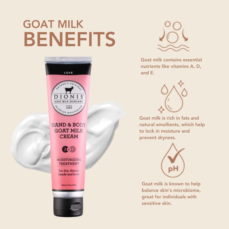 Dionis Goat Milk Skincare 3.3 oz Love Scented Hand & Body Cream - Travel Size Hand Lotion For Hydrating & Moisturizing Dry Skin - Cruelty Free Cream Made In The USA - Paraben Free Formula - Image 2