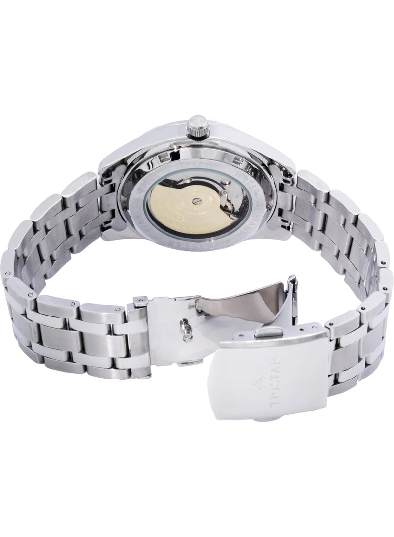 تريستار BA Series Automatic Men’s Watch BA22DMSSM03, 36 mm Blue Dial, Stainless Steel Case & Bracelet, 50 m WR - Image 3