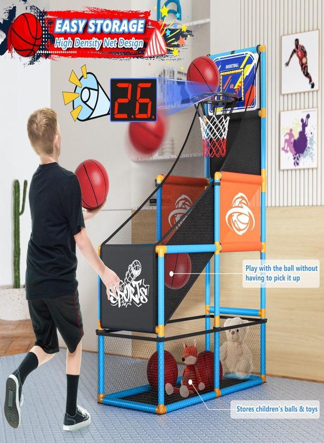 Handwell Arcade Basketball Game Set with Electronic Scoreboard&LED Light: Carnival Games Boy Toys Basketball Hoop Indoor Outdoor with 4 Balls & Air Pump Ideal Sports Toy Gifts for Kids 3-12 Years Old - Image 2