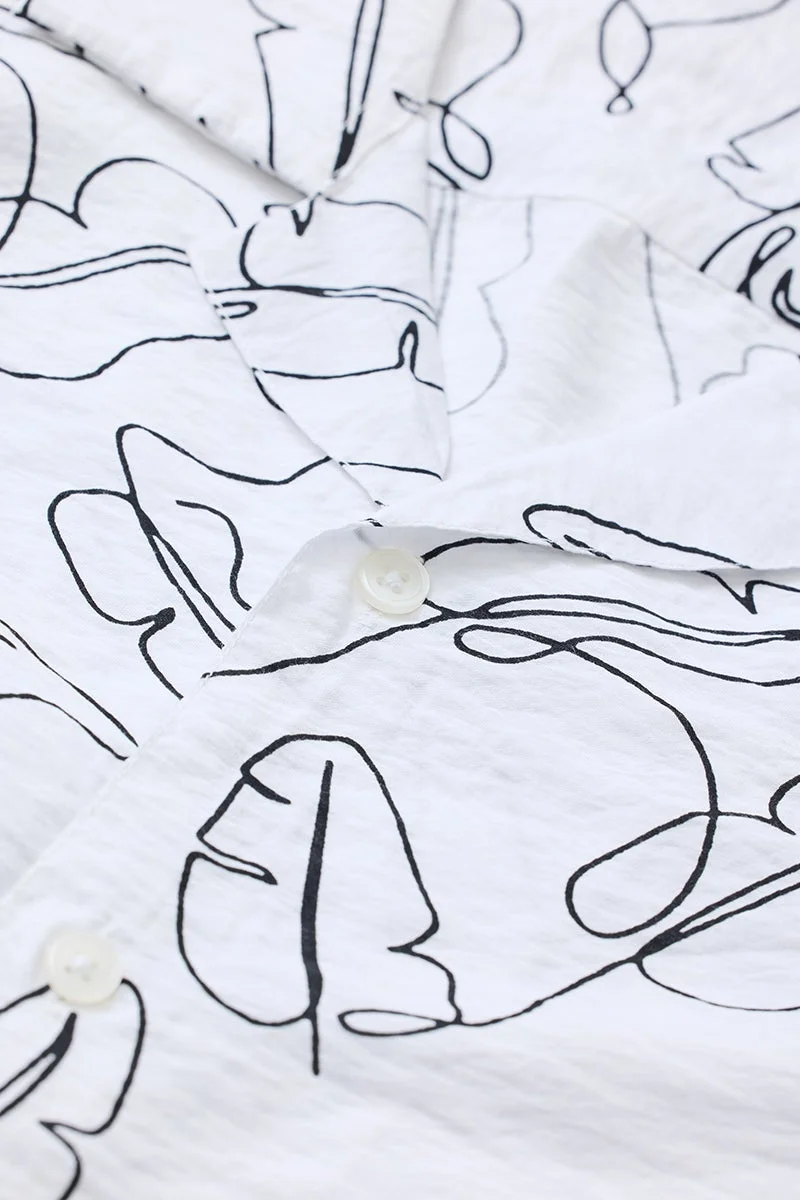 SNITCH White Abstract Half Sleeve Boxy Shirt