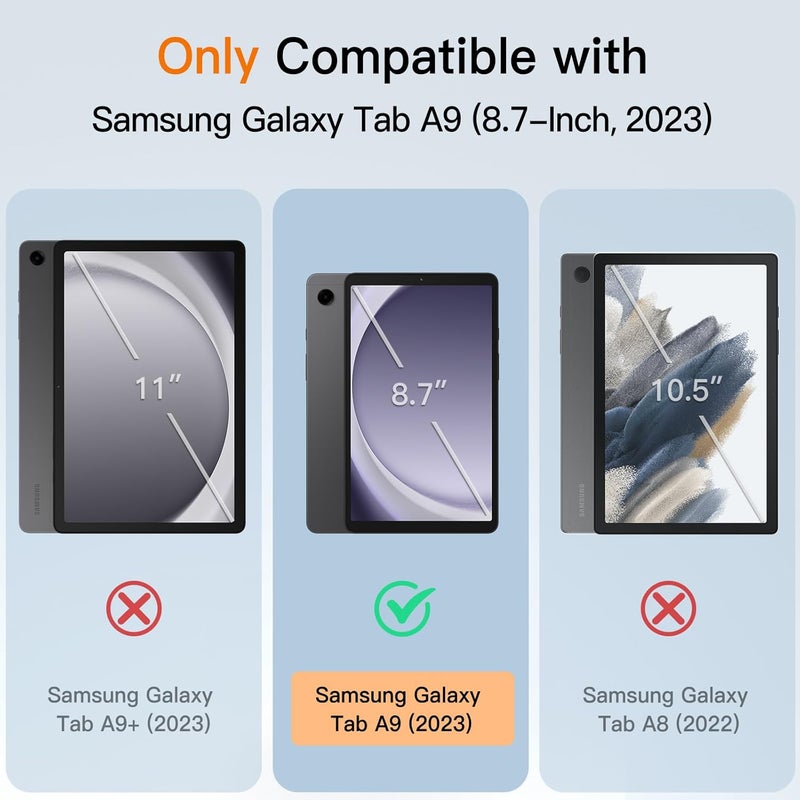 جي تيك حافظة لجهاز سامسونج جالاكسي تاب A9 مقاس 8.7 بوصة 2023، غطاء واقٍ رفيع شفاف قابل للطي بثلاث طيات، باللون الأسود - Image 2