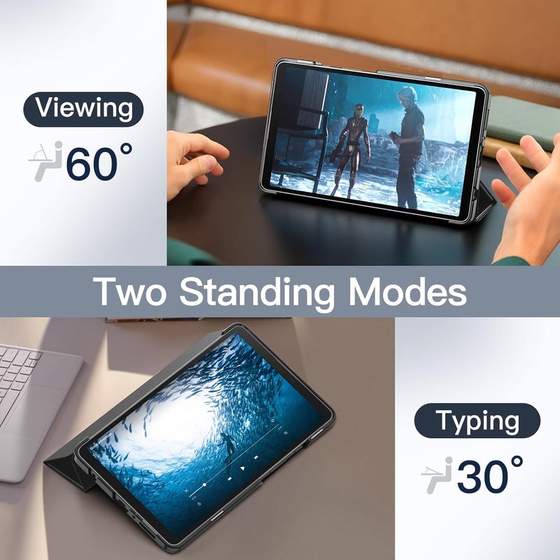 جي تيك حافظة لجهاز سامسونج جالاكسي تاب A9 مقاس 8.7 بوصة 2023، غطاء واقٍ رفيع شفاف قابل للطي بثلاث طيات، باللون الأسود - Image 5
