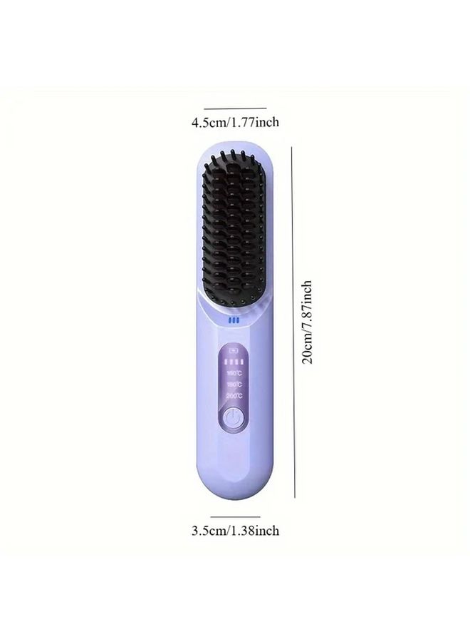 Grey Wireless Hair Straightener Comb Fast Heating Portable For All Hair Types - Image 3