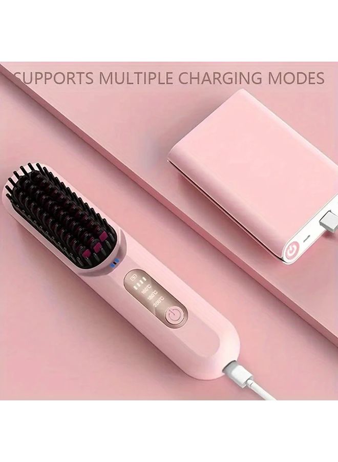 Grey Wireless Hair Straightener Comb Fast Heating Portable For All Hair Types - Image 1