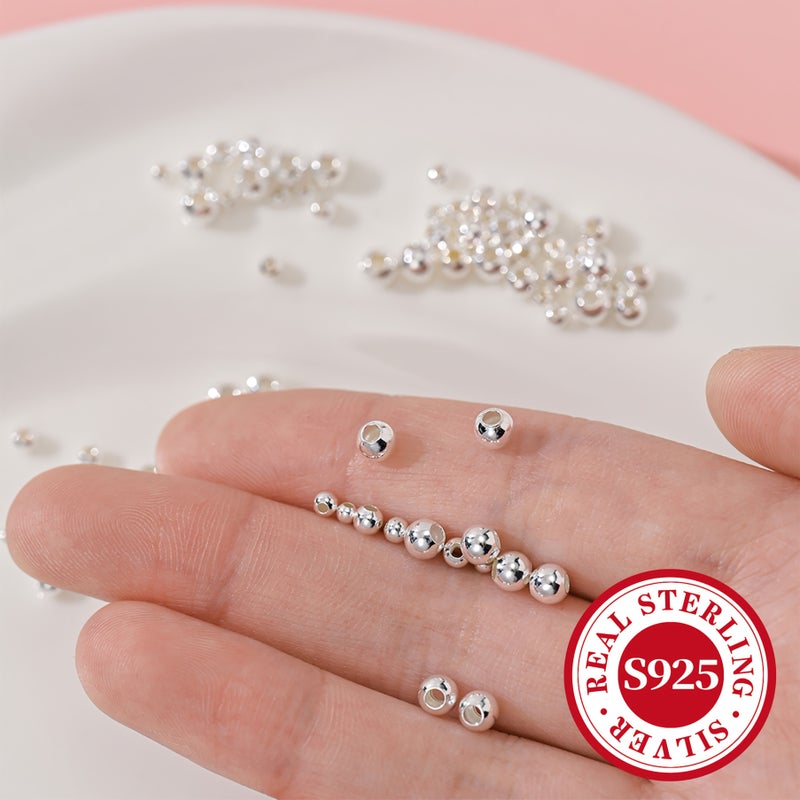 1 Bag S925 Sterling Silver Smooth Round Spacer Beads 3.5mm 13 15 Pieces Basic Minimalist Additions for Bracelet Necklace Making - Image 4