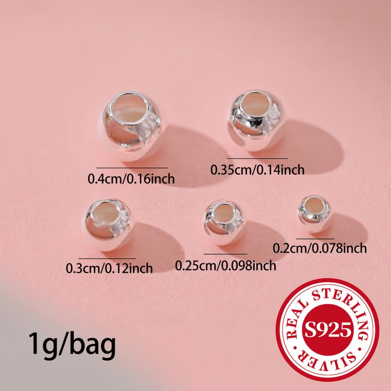 1 Bag S925 Sterling Silver Smooth Round Spacer Beads 3.5mm 13 15 Pieces Basic Minimalist Additions for Bracelet Necklace Making - Image 2