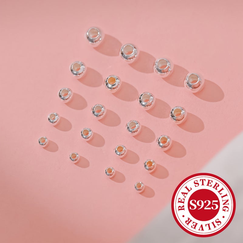1 Bag S925 Sterling Silver Smooth Round Spacer Beads 3.5mm 13 15 Pieces Basic Minimalist Additions for Bracelet Necklace Making - Image 1