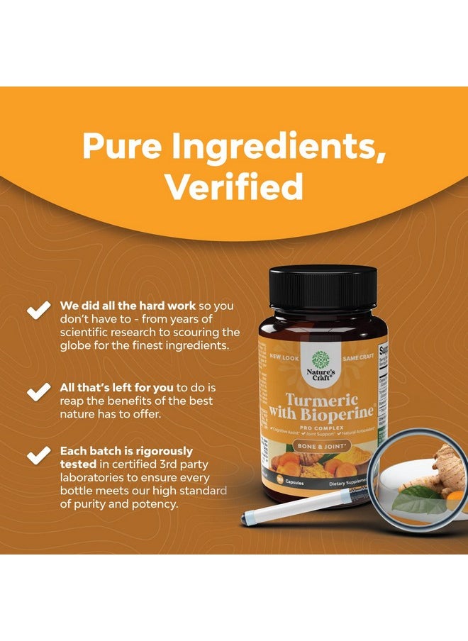 Natures Craft - Turmeric Curcumin With Black Pepper Extract Joint Health Turmeric Supplement With 95% Curcuminoids Daily Joint Support Supplement With Turmeric Curcumin With Bioperine For Enhanced Absorption - Image 1