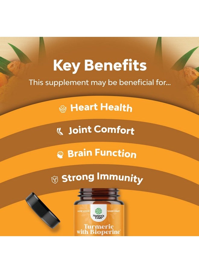 Natures Craft - Turmeric Curcumin With Black Pepper Extract Joint Health Turmeric Supplement With 95% Curcuminoids Daily Joint Support Supplement With Turmeric Curcumin With Bioperine For Enhanced Absorption - Image 1