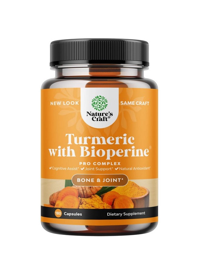 Natures Craft - Turmeric Curcumin With Black Pepper Extract Joint Health Turmeric Supplement With 95% Curcuminoids Daily Joint Support Supplement With Turmeric Curcumin With Bioperine For Enhanced Absorption - Image 1