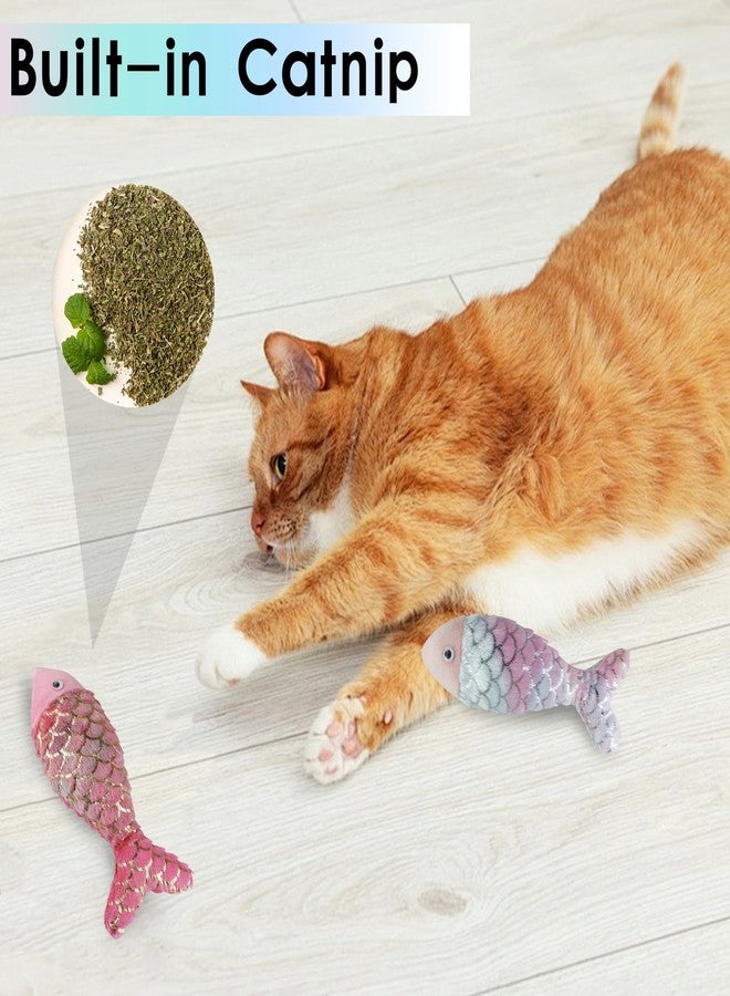 Andiker Cat Fish Toys, 10 Inches Plush Catnip Toys with Soft Rainbow Scales and Cotton Hugging, Biting and Chewing Interactive Cat Toys for Indoor Cats and Kitten (Colorful, L) - Image 4