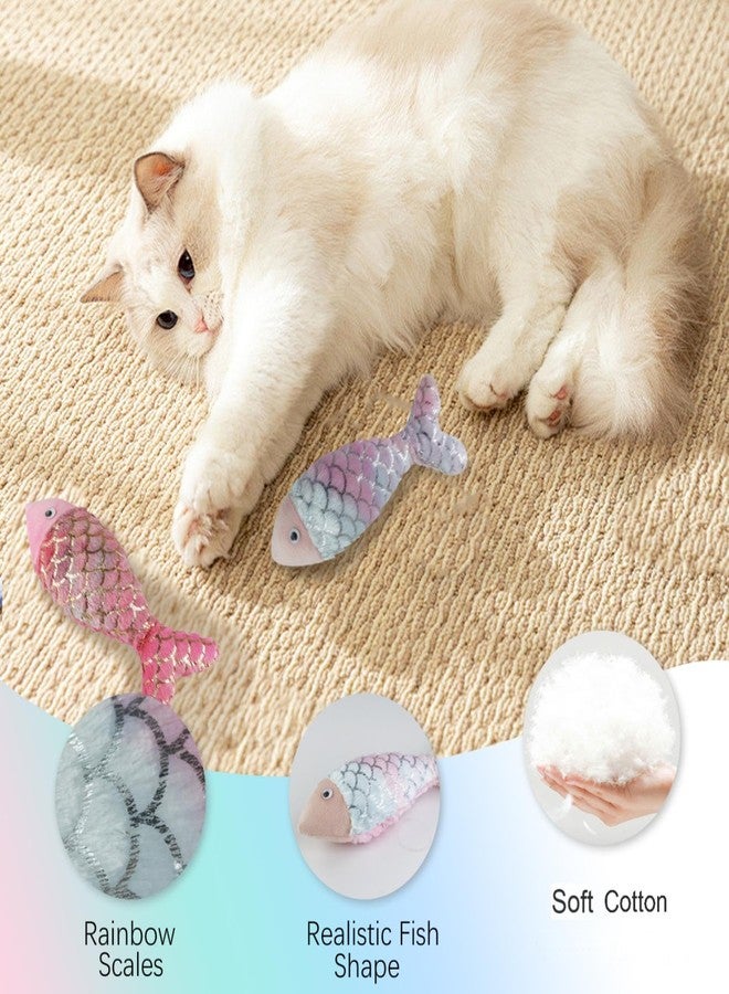 Andiker Cat Fish Toys, 10 Inches Plush Catnip Toys with Soft Rainbow Scales and Cotton Hugging, Biting and Chewing Interactive Cat Toys for Indoor Cats and Kitten (Colorful, L) - Image 3