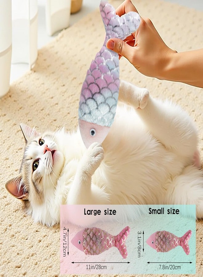 Andiker Cat Fish Toys, 10 Inches Plush Catnip Toys with Soft Rainbow Scales and Cotton Hugging, Biting and Chewing Interactive Cat Toys for Indoor Cats and Kitten (Colorful, L) - Image 2