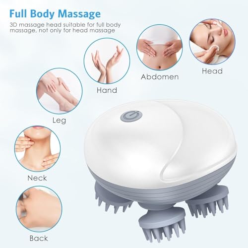 CONBRE Revital Electric Scalp Massager for Men Women, Handheld Cat Dog Pet Head Massager with 4 Silicon Heads | Type-C Charging | Portable Head Massager for Hair Growth, Muscle Relaxation & Stress Relief | 3 Preset Modes (Green) - Image 4