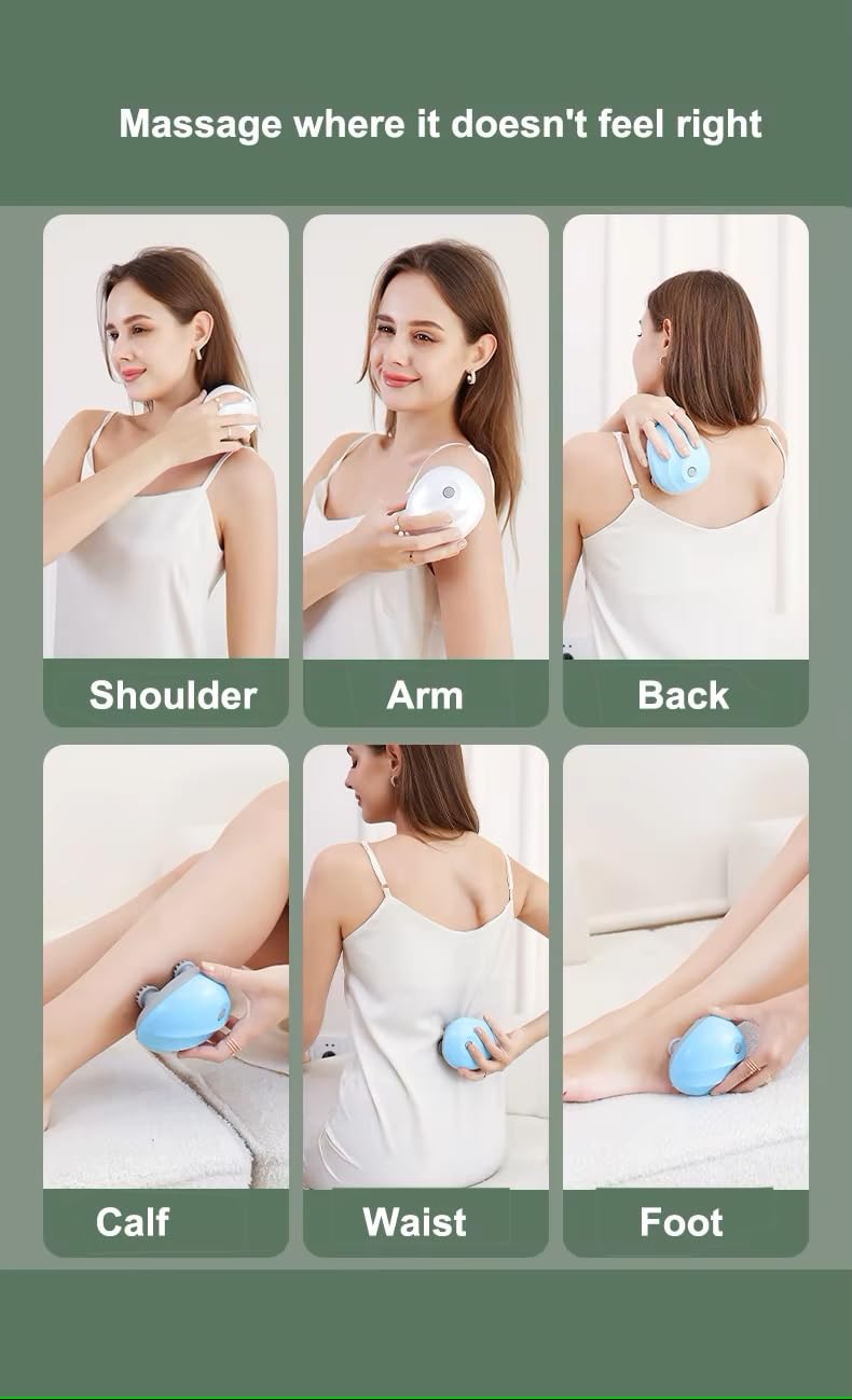 CONBRE Revital Electric Scalp Massager for Men Women, Handheld Cat Dog Pet Head Massager with 4 Silicon Heads | Type-C Charging | Portable Head Massager for Hair Growth, Muscle Relaxation & Stress Relief | 3 Preset Modes (Green) - Image 2
