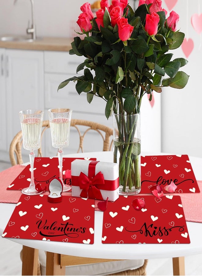 OBUSATT Valentine's Day Heart Placemats Set of 6 Reusable Red Plastic Table Mats Waterproof & Easy to Clean for Indoor/Outdoor Party & Kitchen Dining Decoration - Image 5