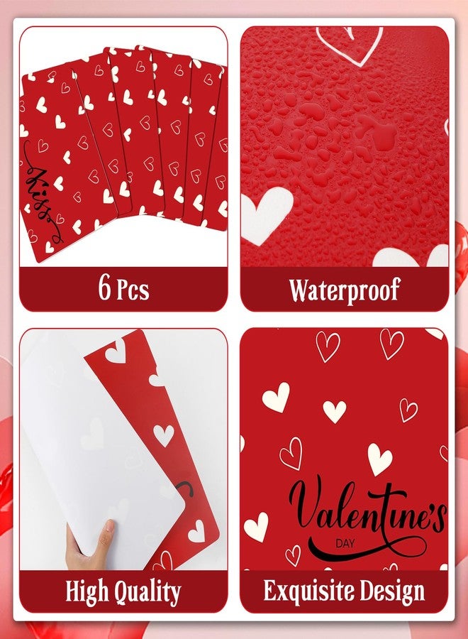 OBUSATT Valentine's Day Heart Placemats Set of 6 Reusable Red Plastic Table Mats Waterproof & Easy to Clean for Indoor/Outdoor Party & Kitchen Dining Decoration - Image 3