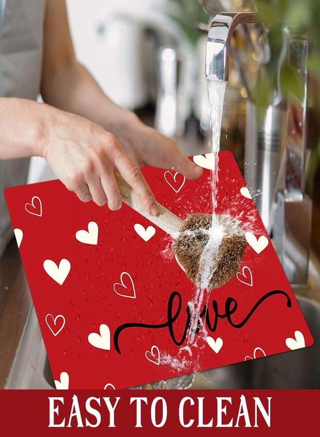 OBUSATT Valentine's Day Heart Placemats Set of 6 Reusable Red Plastic Table Mats Waterproof & Easy to Clean for Indoor/Outdoor Party & Kitchen Dining Decoration - Image 4