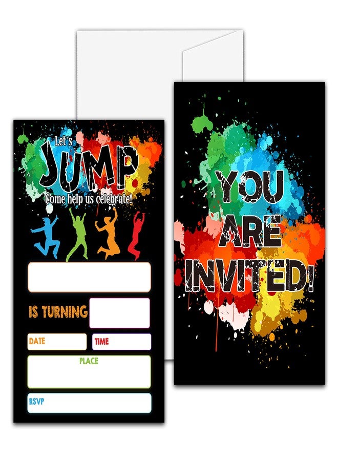 Levitatinyear Trampoline Birthday Party Invitation, Bounce House Big Air Party Colorful Fill-In Invites For Friends, 20 Invitations With Envelopes(4" X 6")，Personalized Party Favors Decorations And Supplies-19 - Image 2