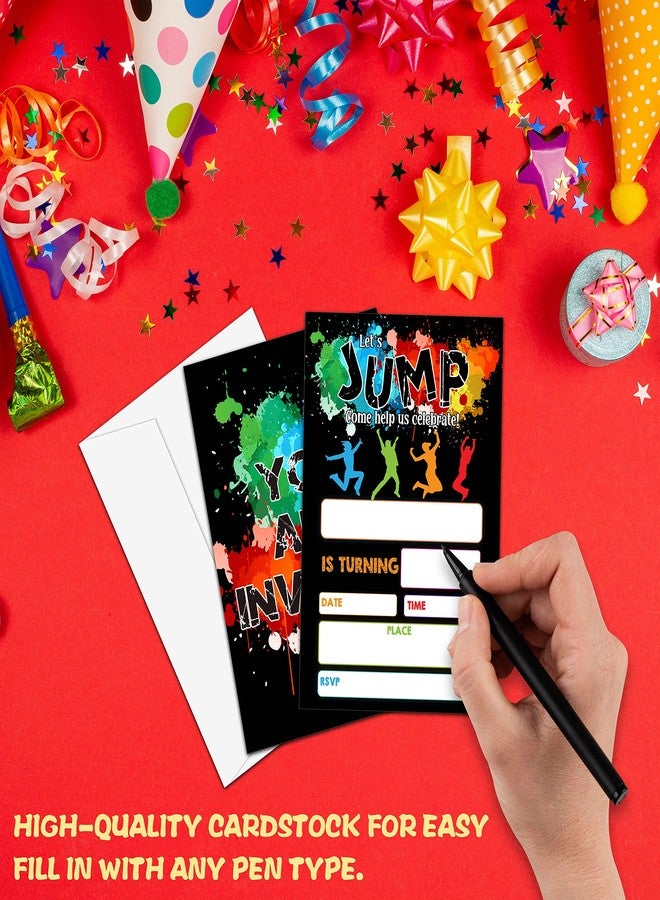 Levitatinyear Trampoline Birthday Party Invitation, Bounce House Big Air Party Colorful Fill-In Invites For Friends, 20 Invitations With Envelopes(4" X 6")，Personalized Party Favors Decorations And Supplies-19 - Image 5