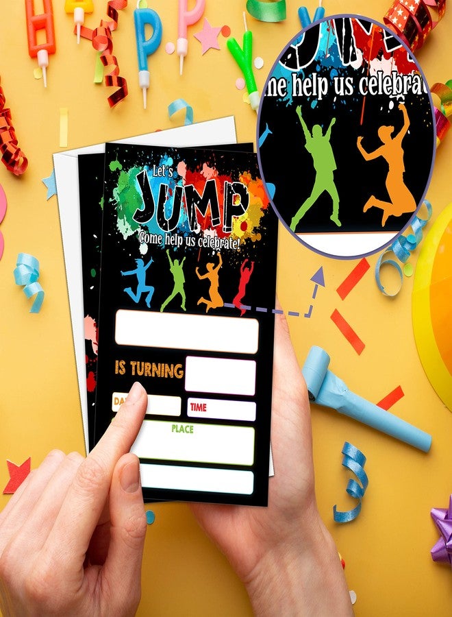 Levitatinyear Trampoline Birthday Party Invitation, Bounce House Big Air Party Colorful Fill-In Invites For Friends, 20 Invitations With Envelopes(4" X 6")，Personalized Party Favors Decorations And Supplies-19 - Image 3