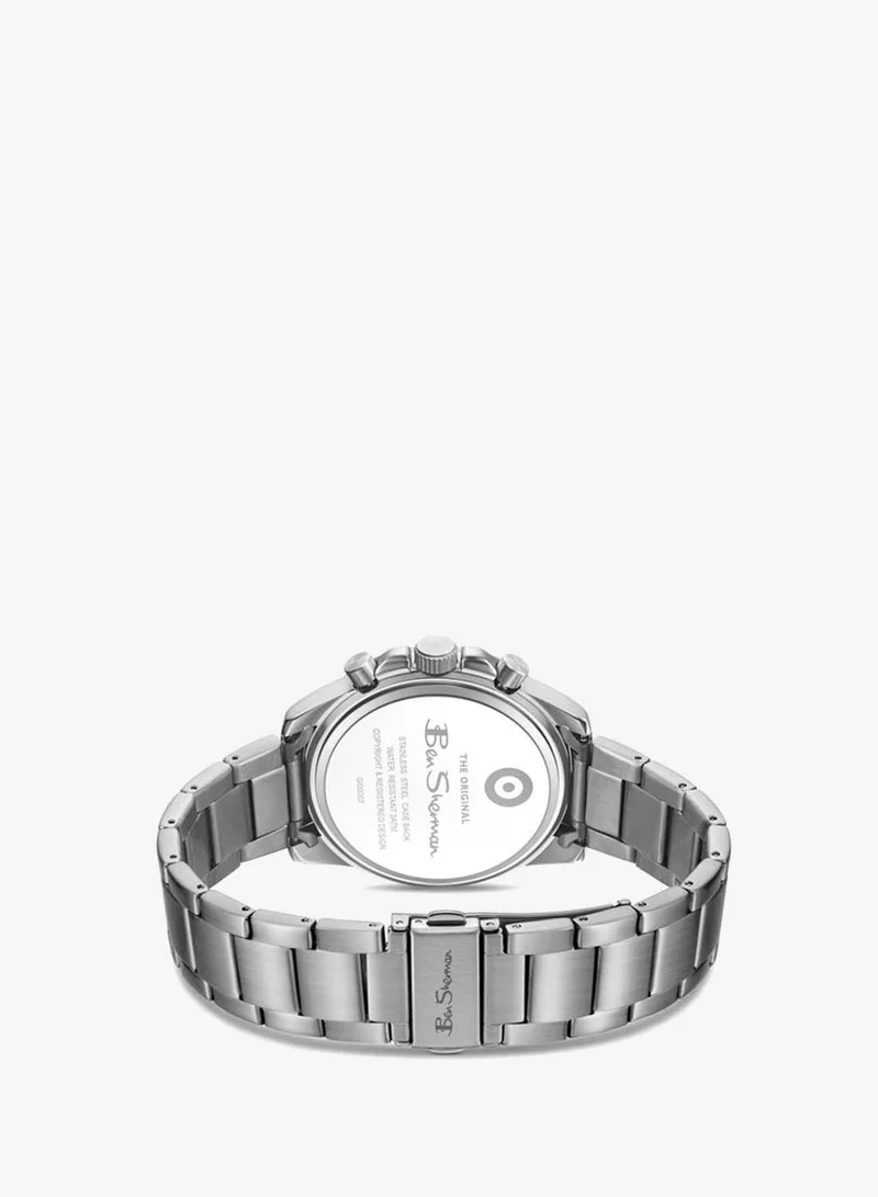 Ben Sherman silver Liverpool  Black Dial Stainless Steel Bracelet Chronograph Watch for Men, 44mm for Men | Best Price UAE