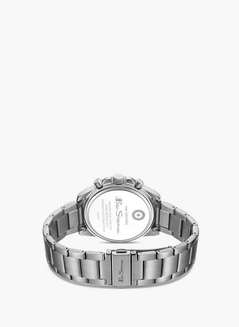 Ben Sherman Liverpool  Black Dial Stainless Steel Bracelet Chronograph Watch for Men, 44mm - Image 3