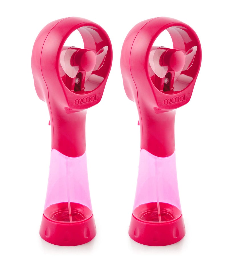O2COOL O2COOL 2 Pack Elite Battery Powered Handheld Water Misting Fans Raspberry 