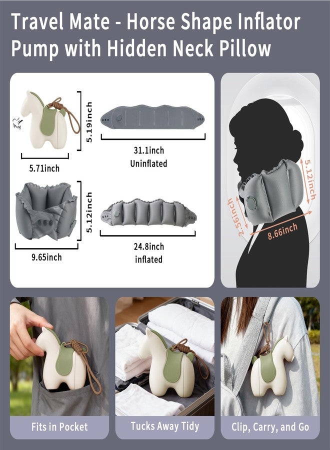Tearom Inflatable Travel Neck Pillow with Adjustable Neck & Chin Support, 2-in-1 Built-in Pump and Storage Bag - Lightweight, Ideal for Airplane, Train, Car, Travel, Office, Home(Khaki) - Image 5