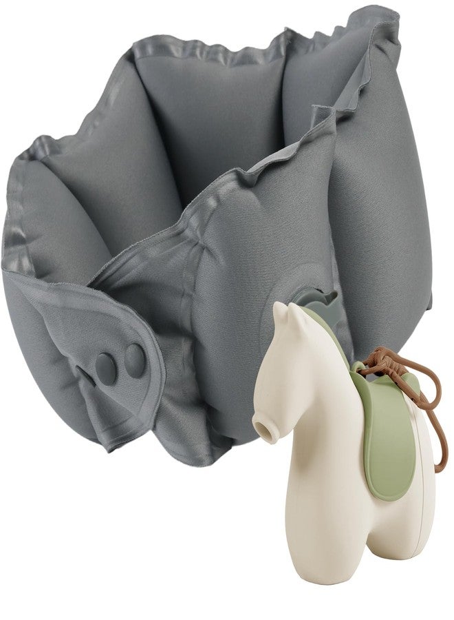 Tearom Inflatable Travel Neck Pillow with Adjustable Neck & Chin Support, 2-in-1 Built-in Pump and Storage Bag - Lightweight, Ideal for Airplane, Train, Car, Travel, Office, Home(Khaki) - Image 1