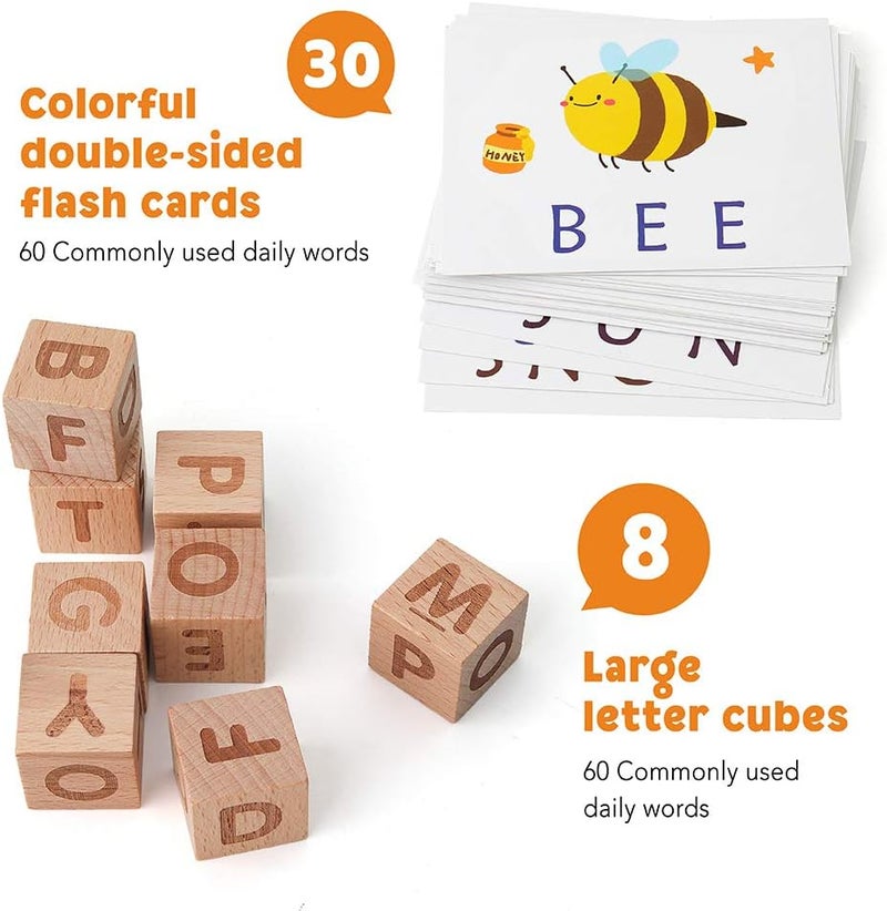 Coogam Spelling Games, Wooden Matching Letters Toy with Flash Cards Words, Montessori ABC Alphabet Learning Educational Puzzle Gift for Preschool Boys Girls Kids Age 3 4 5 Years Old - Image 2