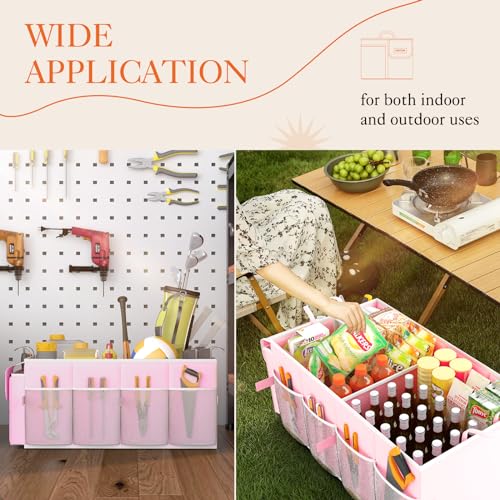 HOTOR Foldable Trunk Organizer for SUVs & Sedans, Pink, 2 Compartments, 21.3"12.6"10.6 - Image 5