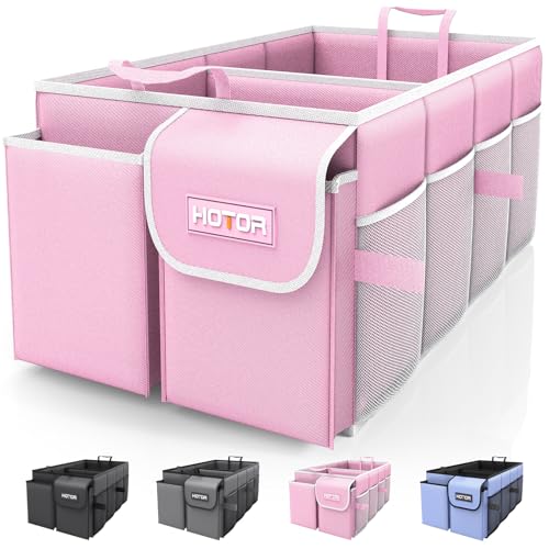 HOTOR Foldable Trunk Organizer for SUVs & Sedans, Pink, 2 Compartments, 21.3"12.6"10.6 - Image 1